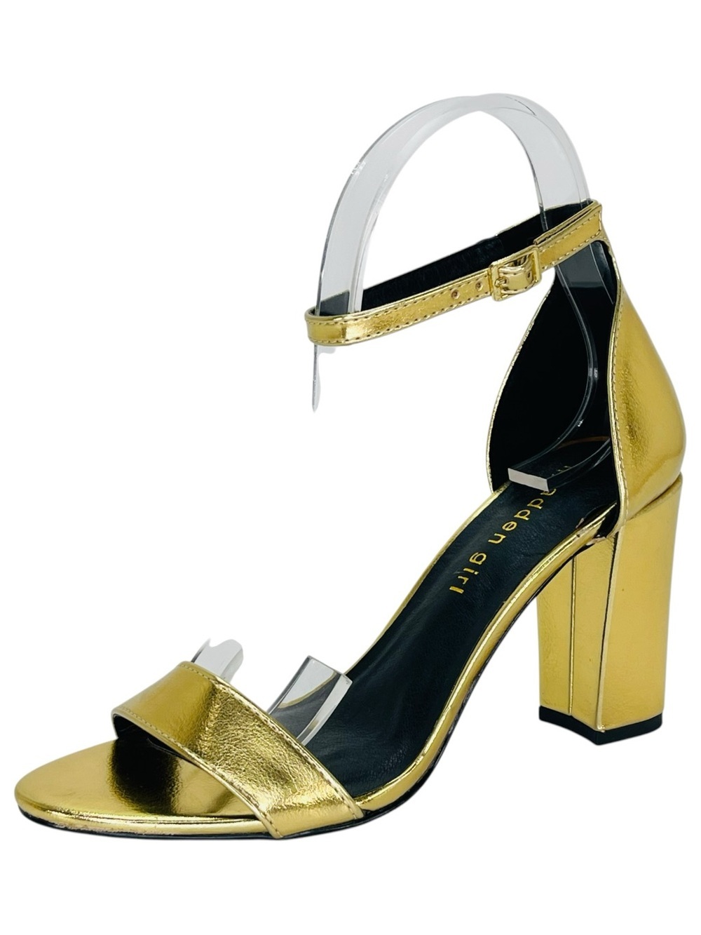 Madden Girl Beella Gold Foil Faux Leather Womens Heels Size 7M - Picture 2 of 12